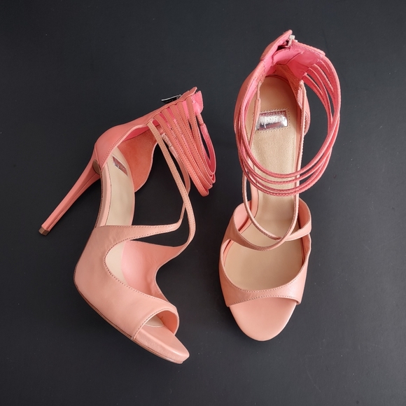 GUESS by Marciano Los Angeles Size 40/10M Pink Leather Stiletto Sandals - Picture 9 of 13